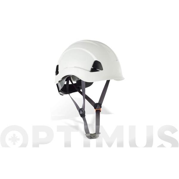 CASCO "EOLO" BLANCO, ABS CIERRE RULETA ARN&Eacute;S TEXTIL 6 PUNTOS Y BARBIQUEJO