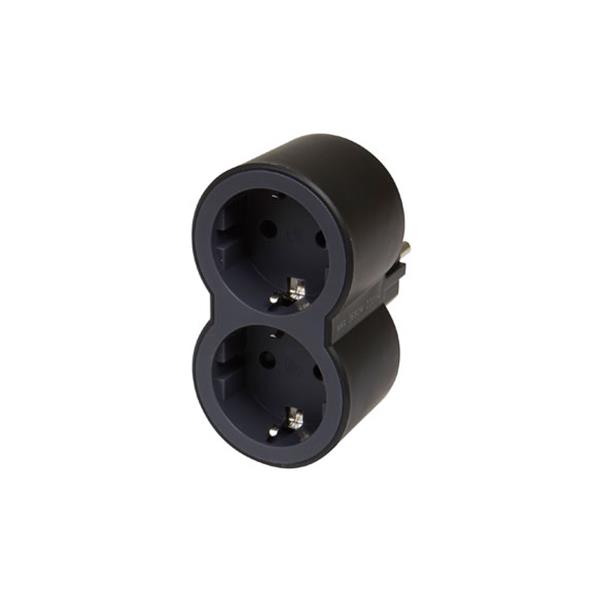 ADAPTADOR FRONTAL DOBLE 10/16A ENTRADA HORIZONTAL NEGRO