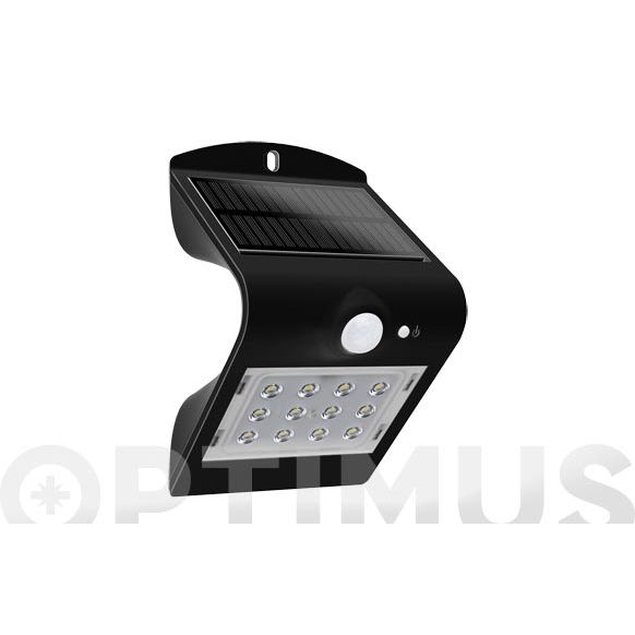 APLIC SOLAR 1.5W 220LUMEN RECARGABLE SENSOR DE PRESENCIA (2-6M) COLOR NEGRA
