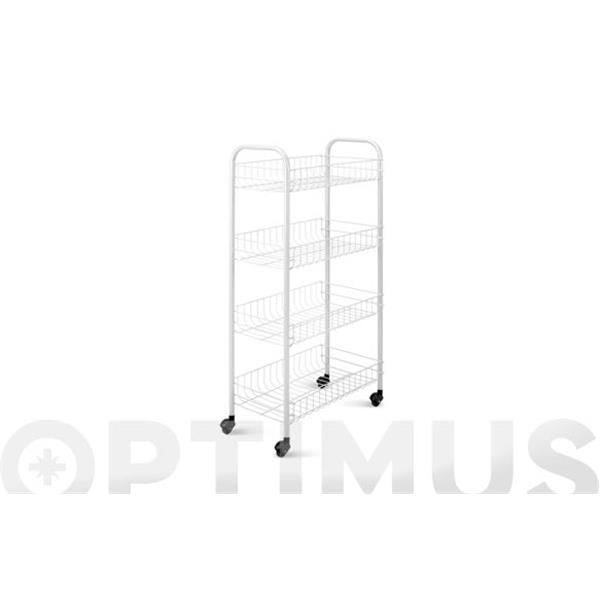 CARRITO VERDULERO PLASTIFICADO 4 ESTANTES PISA NEGRO