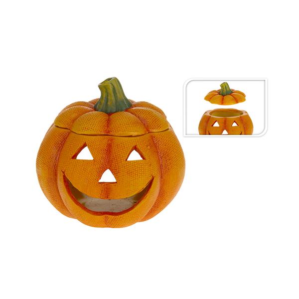 PORTAVELAS CALABAZA HALLOWEEN CERAMICO 14X14X13,5CM 